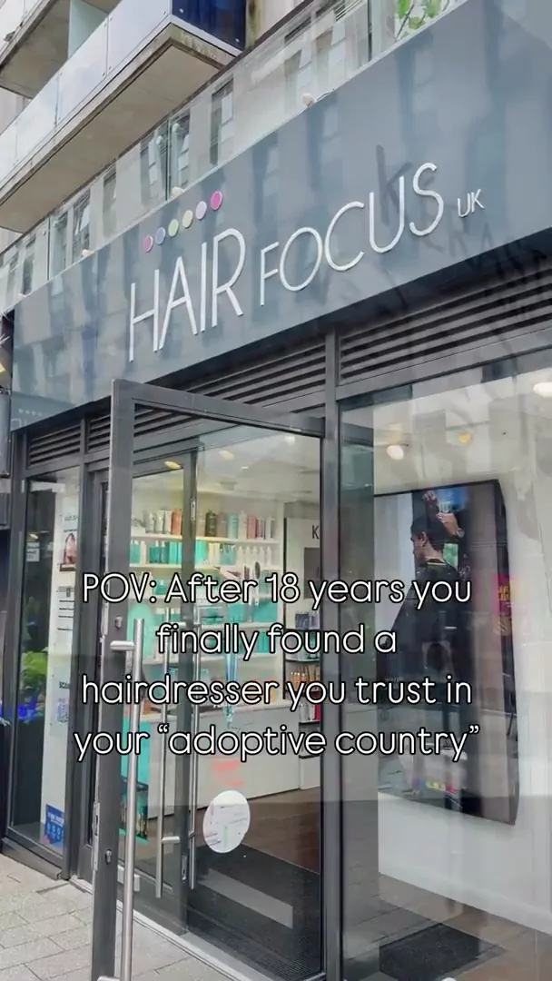 Hair Focus UK salon shopfront in a storytelling UGC reel about finding a trusted hairdresser by Beauty With Ju